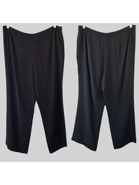 Eileen Fisher Wide Leg Dress Pants 16W Black Sild Minimalist Relaxed Fit Trouser